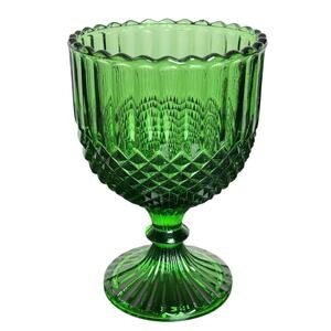 Vintage Anchor Hocking Green Goblet - 6" H x 4"D